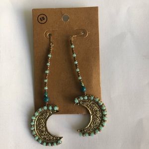 Beaded Moon Earrings